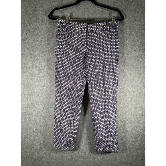 J Crew Pants Women 0 Blue Tweed Cafe‎ Capri Flat Front Office Career Business - Picture 1 of 8